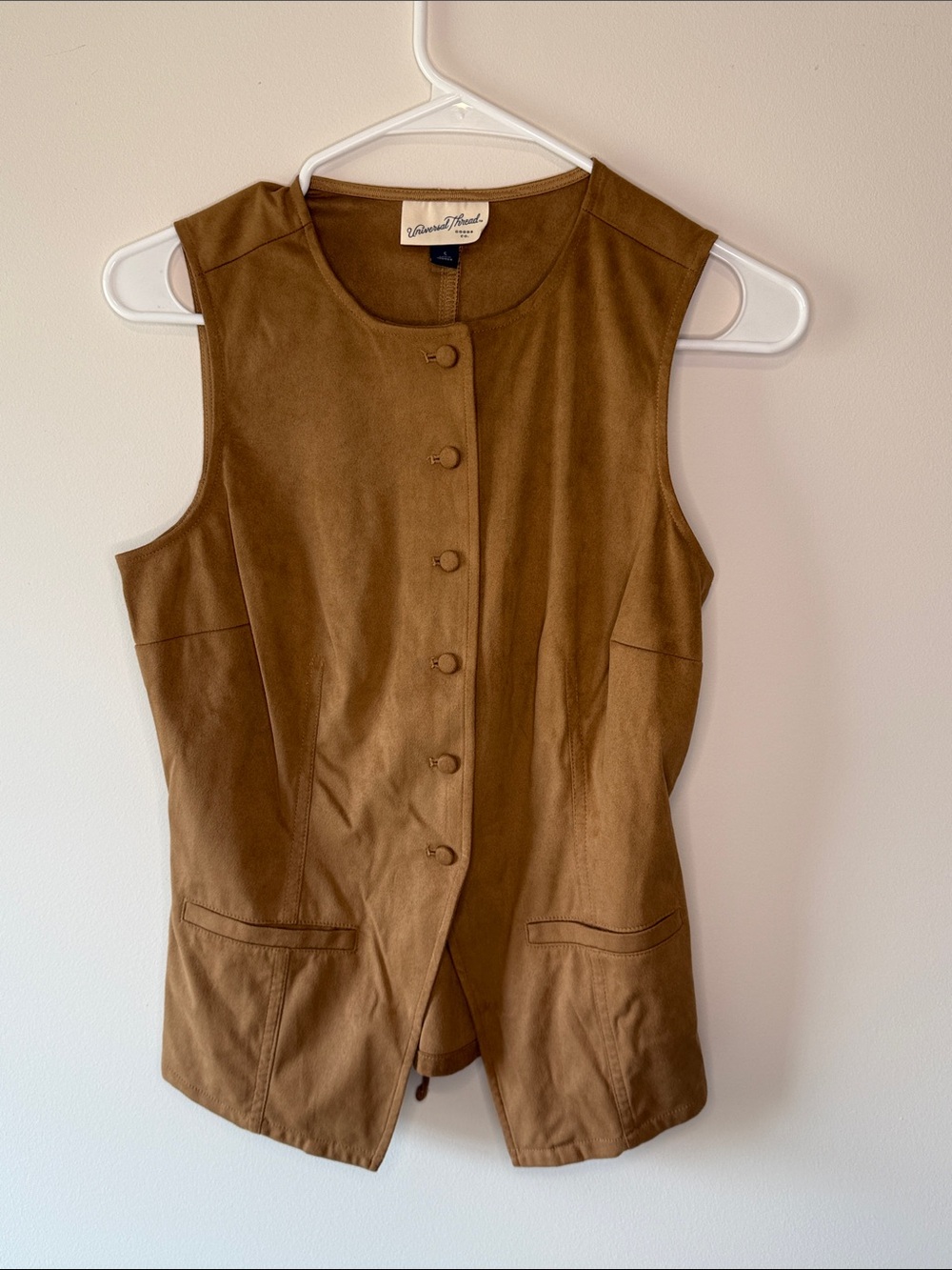 Womens Brown Button-Front Vest
